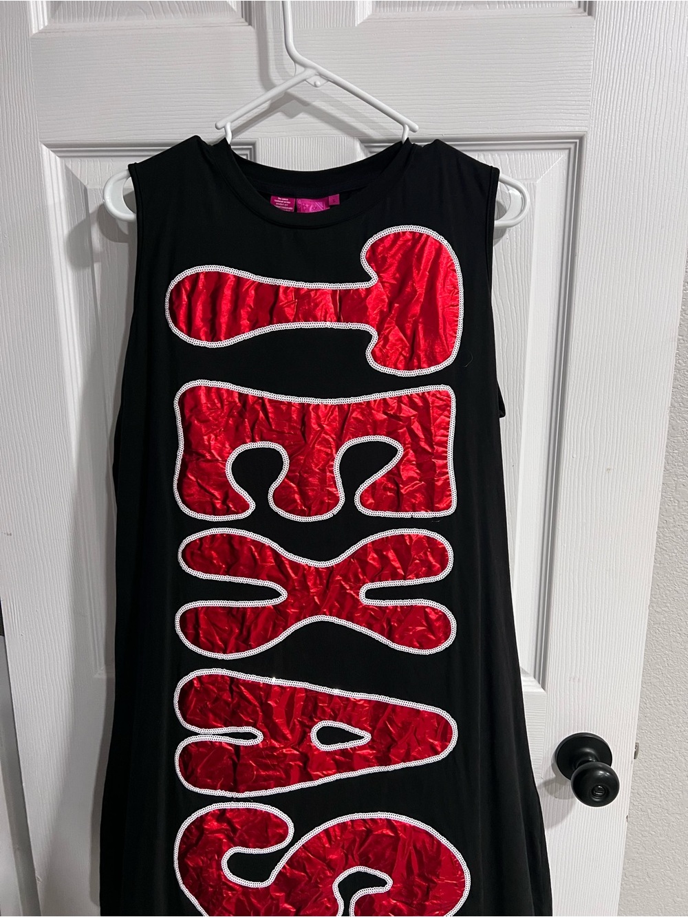 QUEEN OF SPARKLES Black Dress with Red Appliqué for Texas Tech!